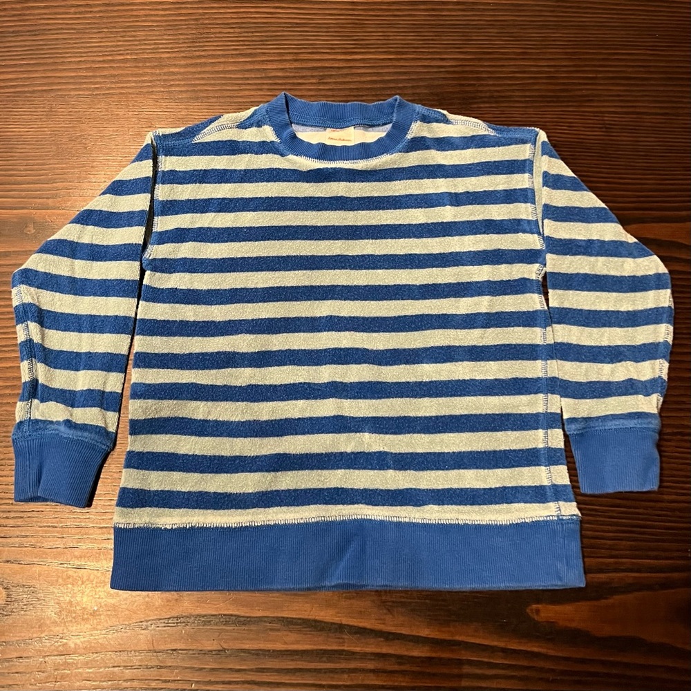 Hanna Andersson Kids Striped Loop Terry Crewneck Sweater Size 6-7